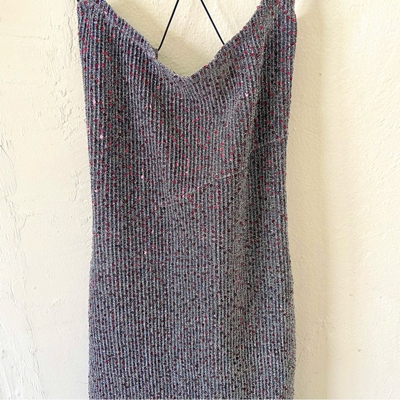 🍾SOLD🍾 For Love & Lemons Constance Sparkle Silver and Red Sequin Dress - Picture 5 of 14